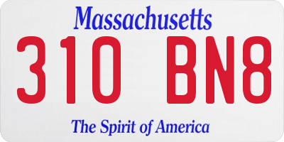 MA license plate 310BN8