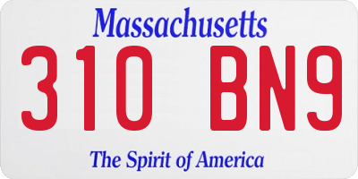 MA license plate 310BN9