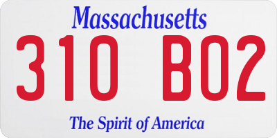 MA license plate 310BO2