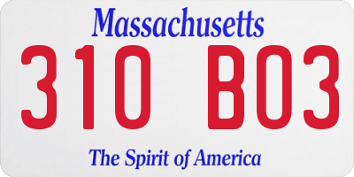 MA license plate 310BO3