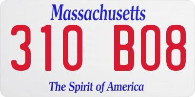 MA license plate 310BO8