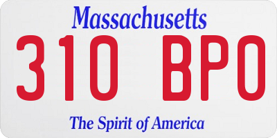 MA license plate 310BP0