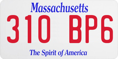 MA license plate 310BP6
