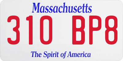 MA license plate 310BP8