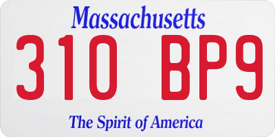 MA license plate 310BP9