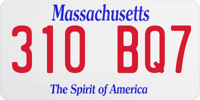 MA license plate 310BQ7