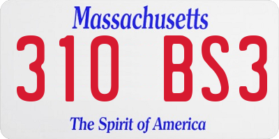 MA license plate 310BS3