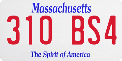 MA license plate 310BS4