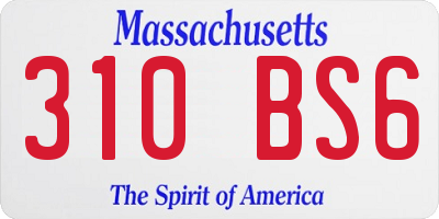 MA license plate 310BS6