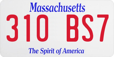 MA license plate 310BS7
