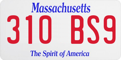 MA license plate 310BS9