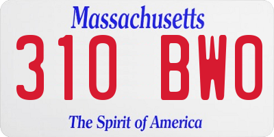 MA license plate 310BW0