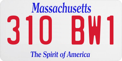 MA license plate 310BW1