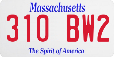 MA license plate 310BW2