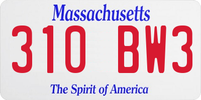 MA license plate 310BW3