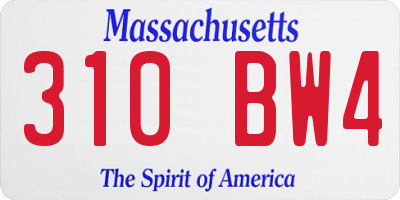 MA license plate 310BW4