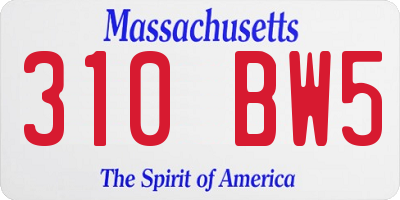 MA license plate 310BW5