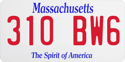MA license plate 310BW6