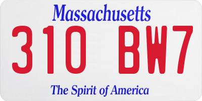 MA license plate 310BW7