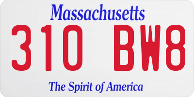 MA license plate 310BW8