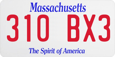 MA license plate 310BX3