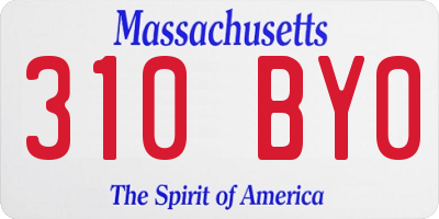 MA license plate 310BY0