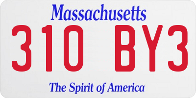 MA license plate 310BY3