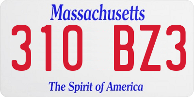 MA license plate 310BZ3