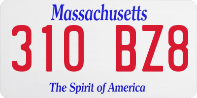 MA license plate 310BZ8