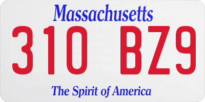 MA license plate 310BZ9