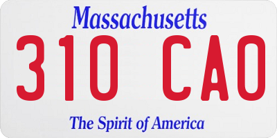 MA license plate 310CA0