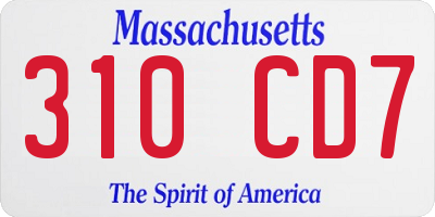 MA license plate 310CD7