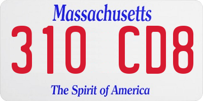 MA license plate 310CD8