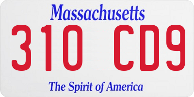 MA license plate 310CD9