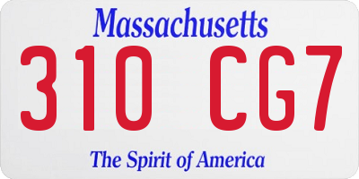 MA license plate 310CG7