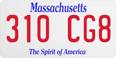 MA license plate 310CG8