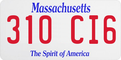 MA license plate 310CI6
