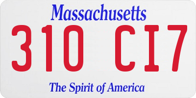 MA license plate 310CI7