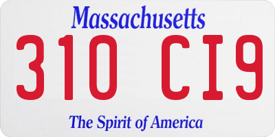 MA license plate 310CI9