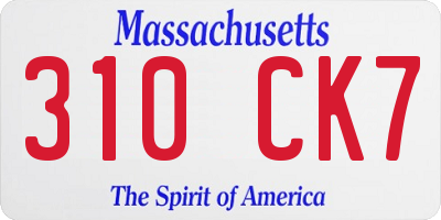 MA license plate 310CK7