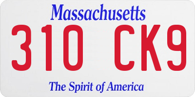 MA license plate 310CK9
