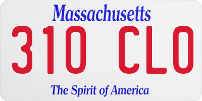 MA license plate 310CL0