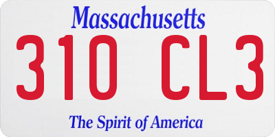 MA license plate 310CL3
