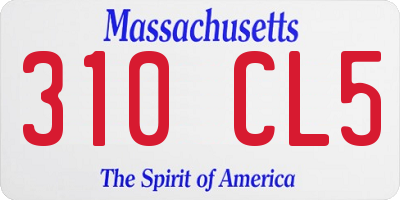 MA license plate 310CL5