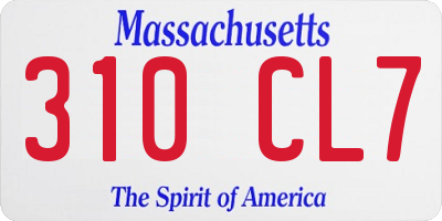 MA license plate 310CL7