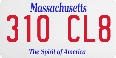 MA license plate 310CL8