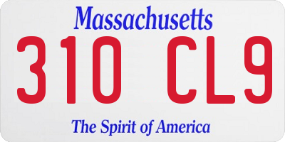 MA license plate 310CL9