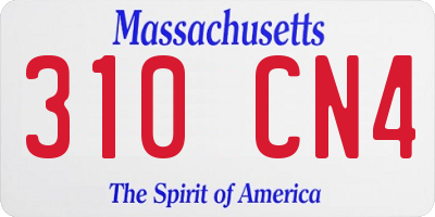 MA license plate 310CN4
