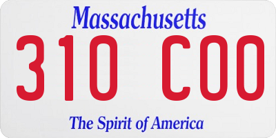 MA license plate 310CO0