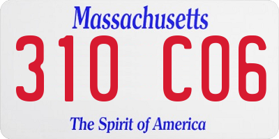 MA license plate 310CO6